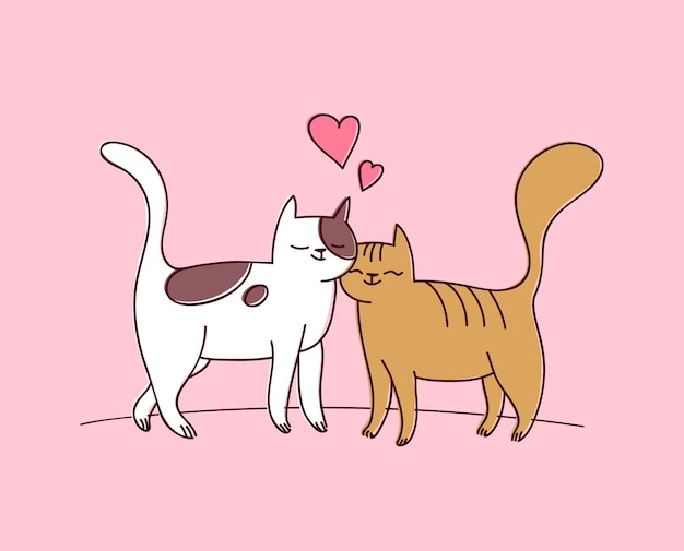 Vector gratuito ilustración linda pareja de animales de san valentín