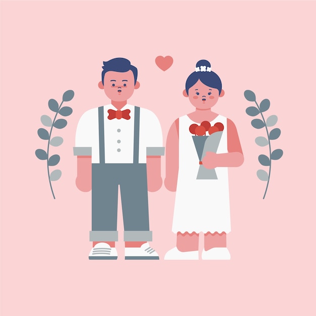 Ilustración linda pareja de boda