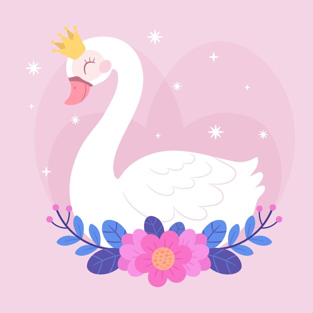Ilustración linda princesa cisne