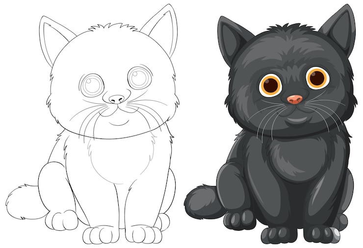 Vector gratuito ilustración de un lindo gato negro