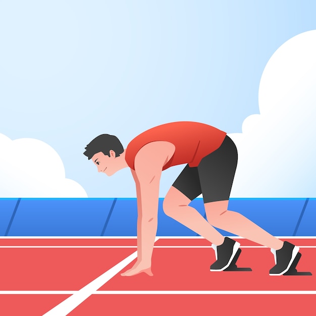 Ilustración de línea de salida de carrera de gradiente