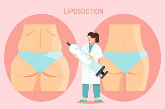 Ilustración de liposucción de diseño plano dibujado a mano