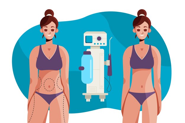 Ilustración de liposucción de diseño plano