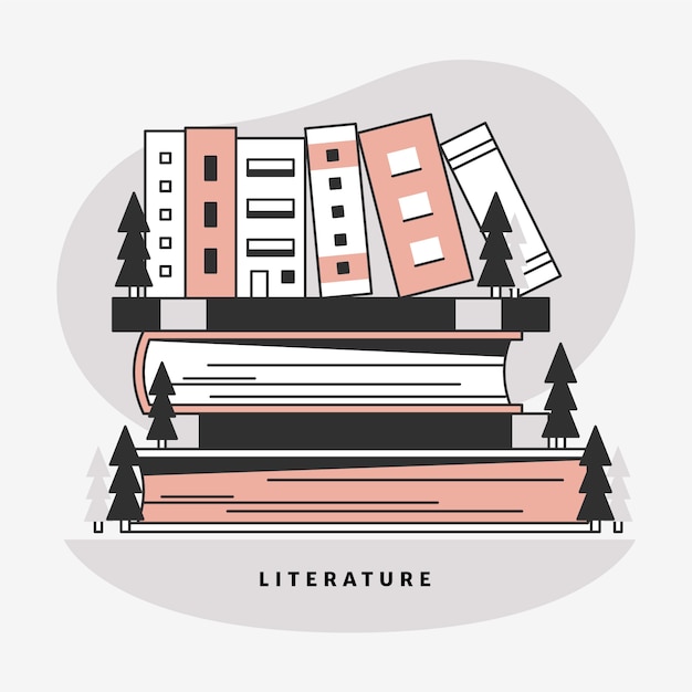 Vector gratuito ilustración de literatura de diseño plano dibujado a mano