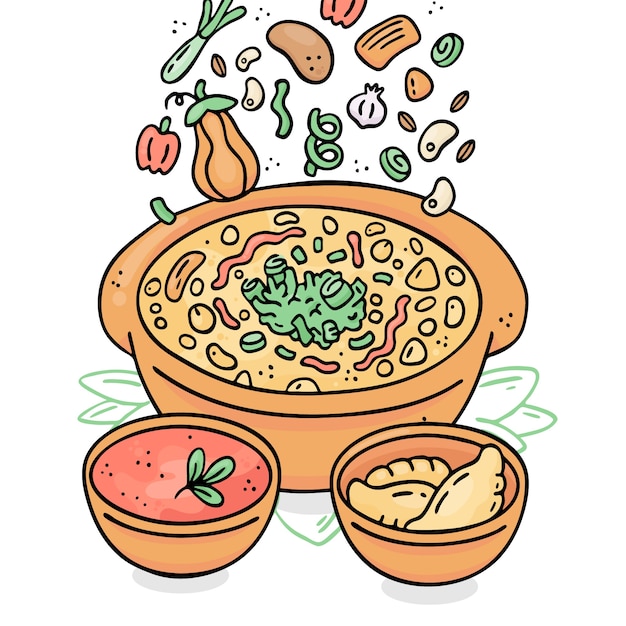 Ilustración de locro en estilo dibujado a mano