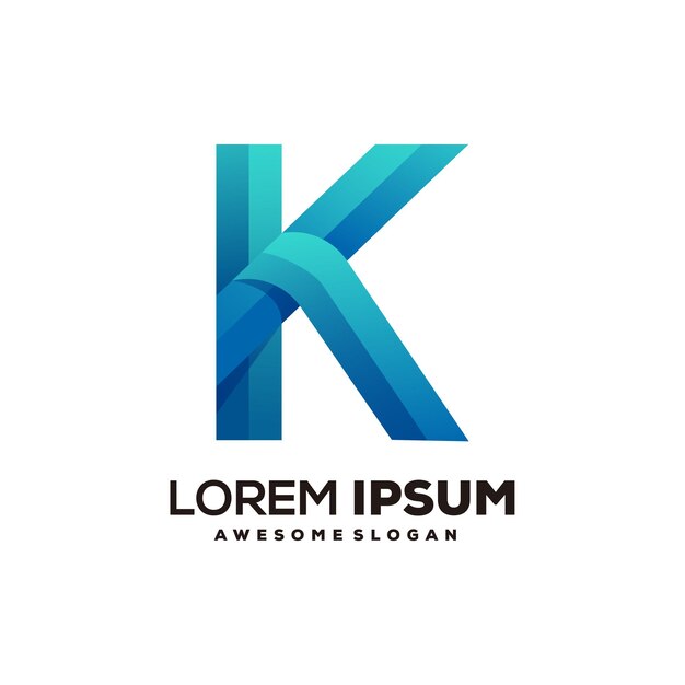 Ilustración de logotipo colorido degradado de letra K