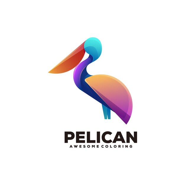 Ilustración de logotipo colorido degradado pelícano