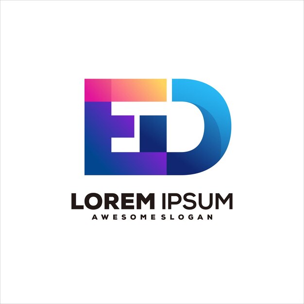 Ilustración de logotipo colorido inicial de Ed