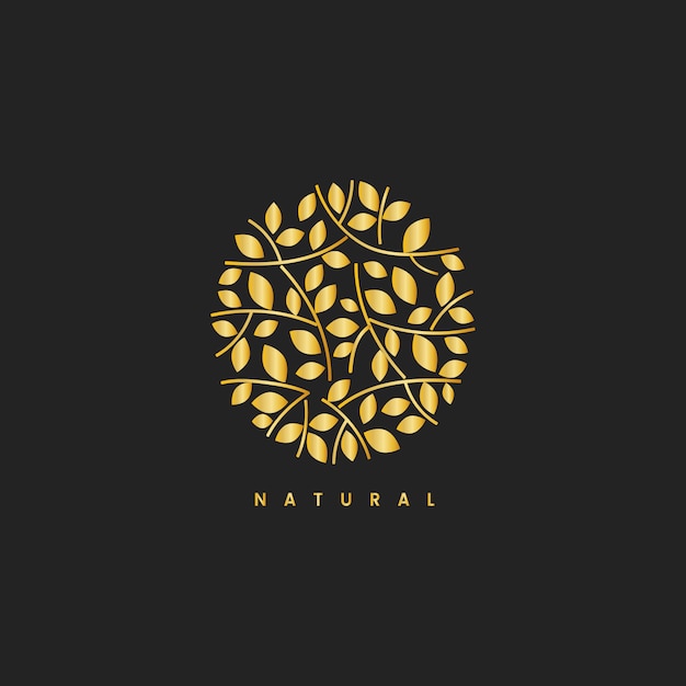 Vector gratuito ilustración de logotipo de marca de hoja natural