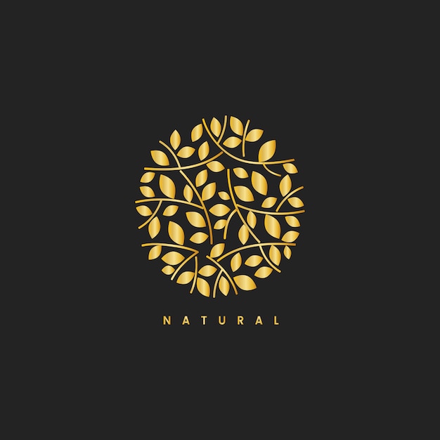 Ilustración de logotipo de marca de hoja natural