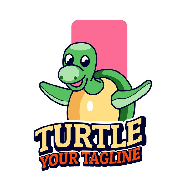 Ilustración del logotipo de tortuga linda mascota