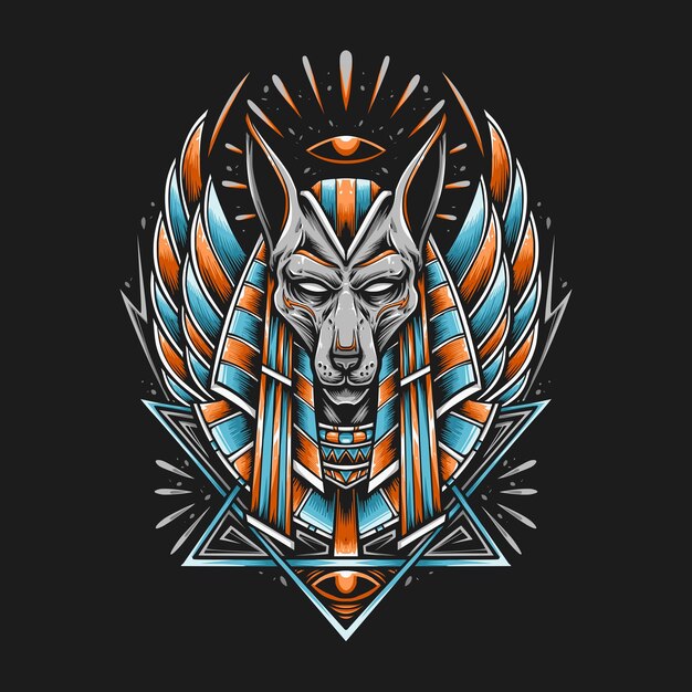 Ilustración del logotipo vectorial del chacal anubis