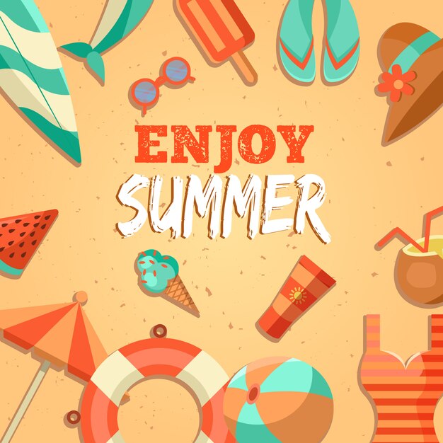Ilustración de logotipo de verano. Horario de verano, disfruta de tus vacaciones.
