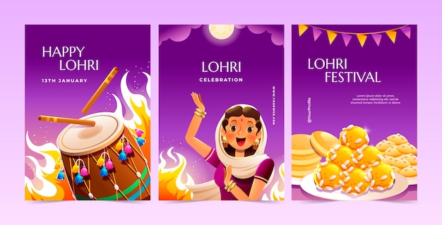 Vector gratuito ilustración de lohri con gradiente