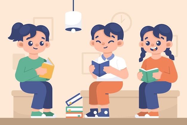 Ilustración de lomo de libro de diseño plano