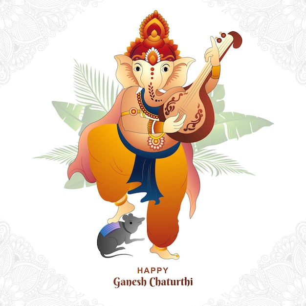 Ilustración de lord ganpati para el fondo de la tarjeta navideña de ganesh chaturthi