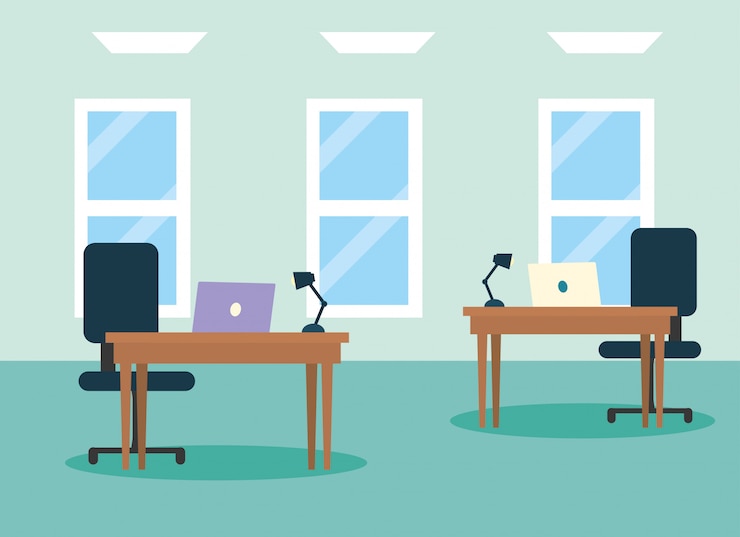 Vector gratuito ilustración de lugar de trabajo de oficina