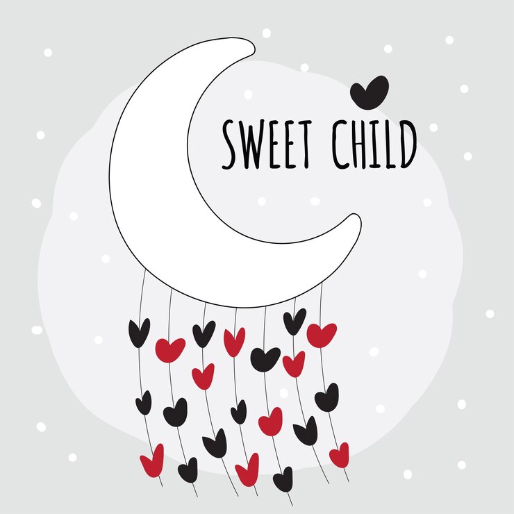 Ilustración de luna y corazón animal lindo plano para niños Lindo personaje de gato