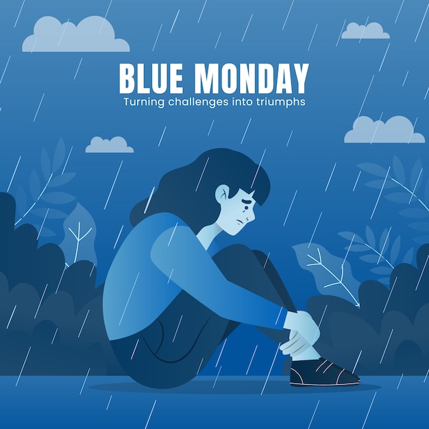 Vector gratuito ilustración del lunes azul degradado