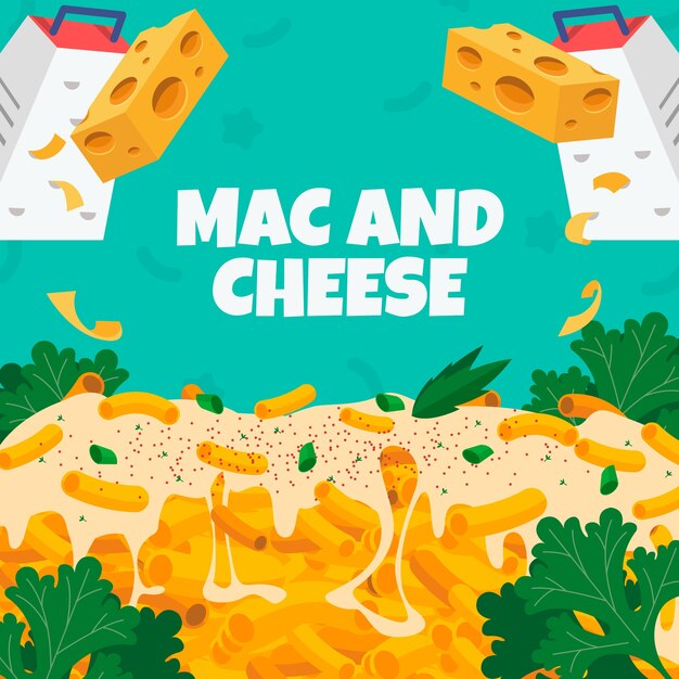 Ilustración de macarrones con queso dibujado a mano