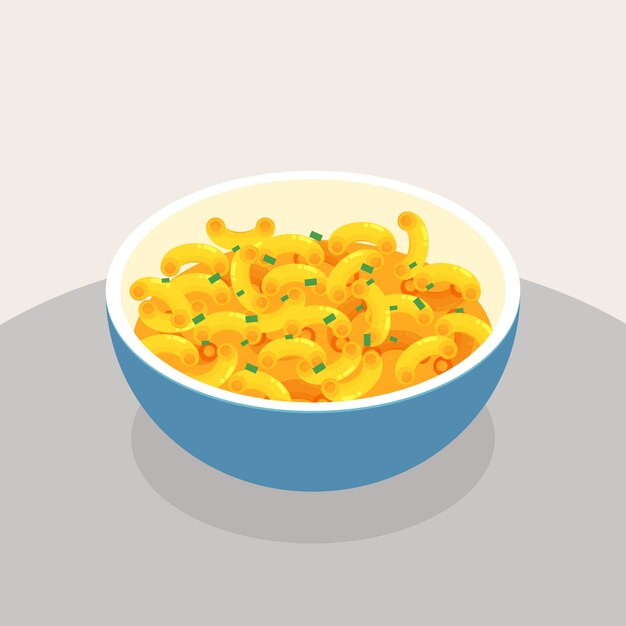 Ilustración de macarrones con queso dibujado a mano