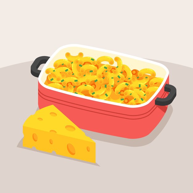 Ilustración de macarrones con queso dibujado a mano