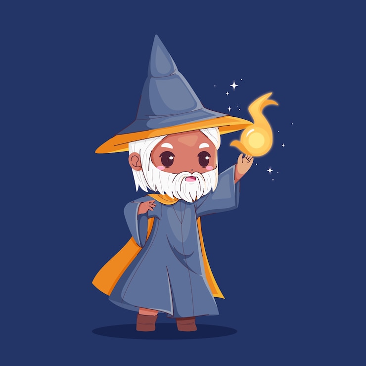 Vector gratuito ilustración de mago de dibujos animados dibujados a mano