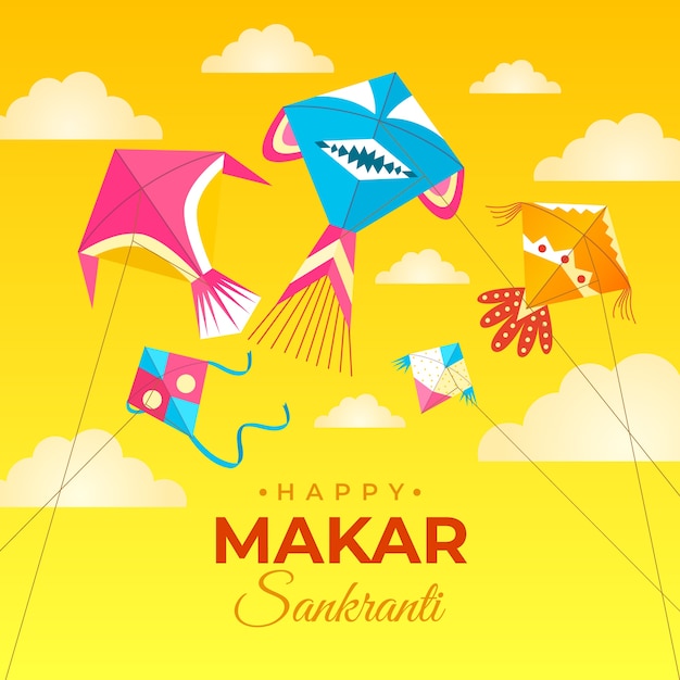 Ilustración de Makar Sankranti feliz con gradiente