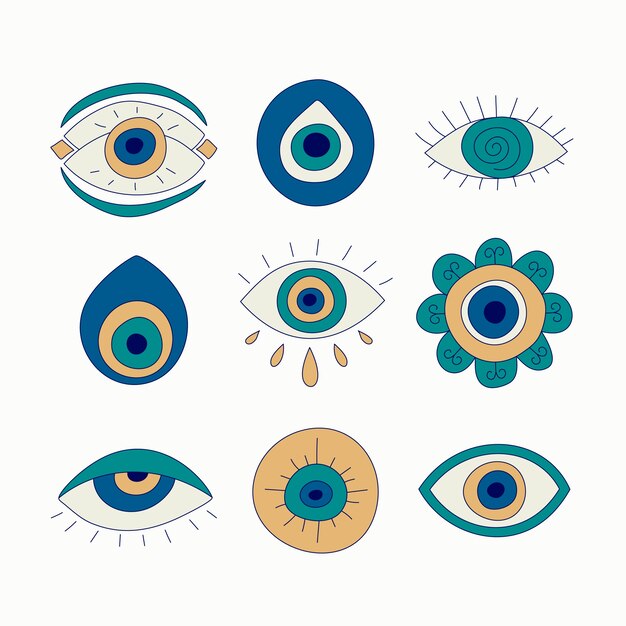 Ilustración de mal de ojo dibujado a mano