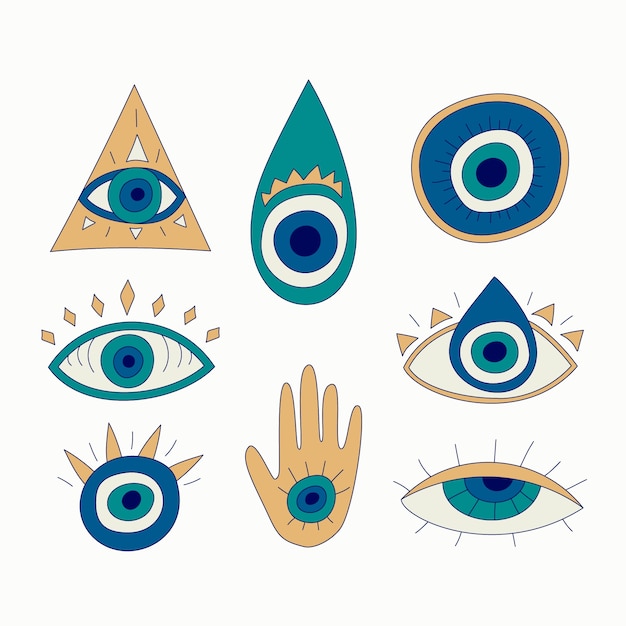 Ilustración de mal de ojo dibujado a mano