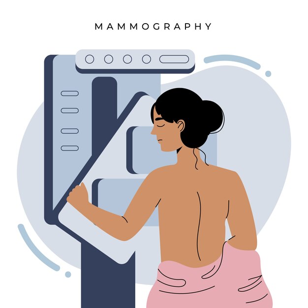 Ilustración de mamografía de diseño plano dibujado a mano