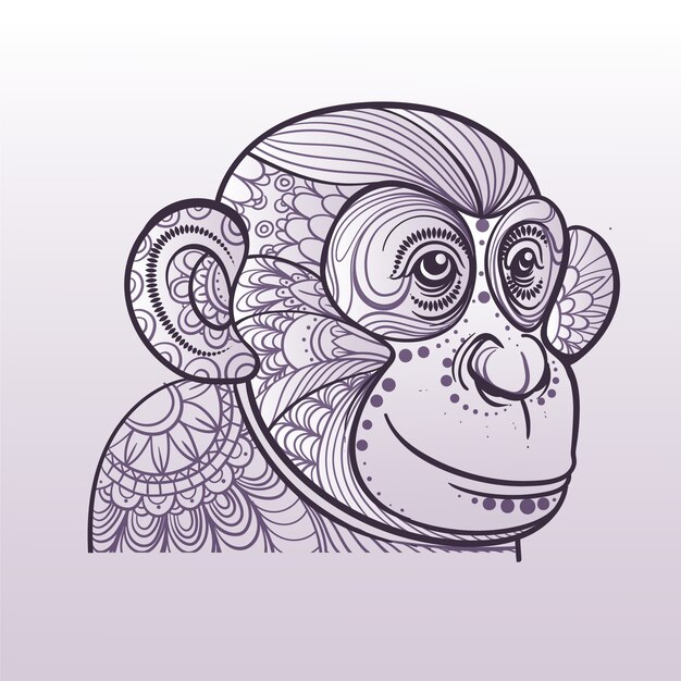 Ilustración de mandala animal dibujado a mano