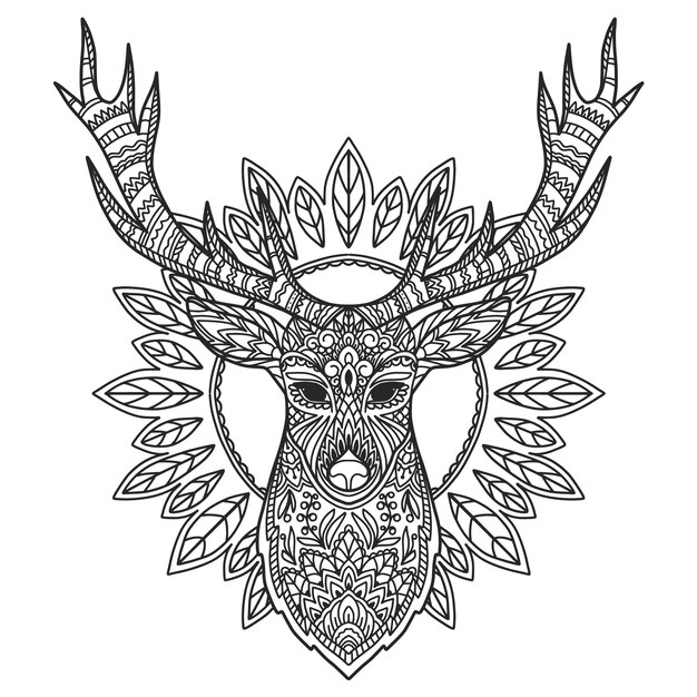 Ilustración de mandala animal dibujado a mano