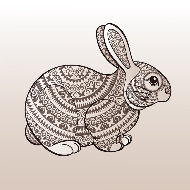 Ilustración de mandala de animales dibujada a mano