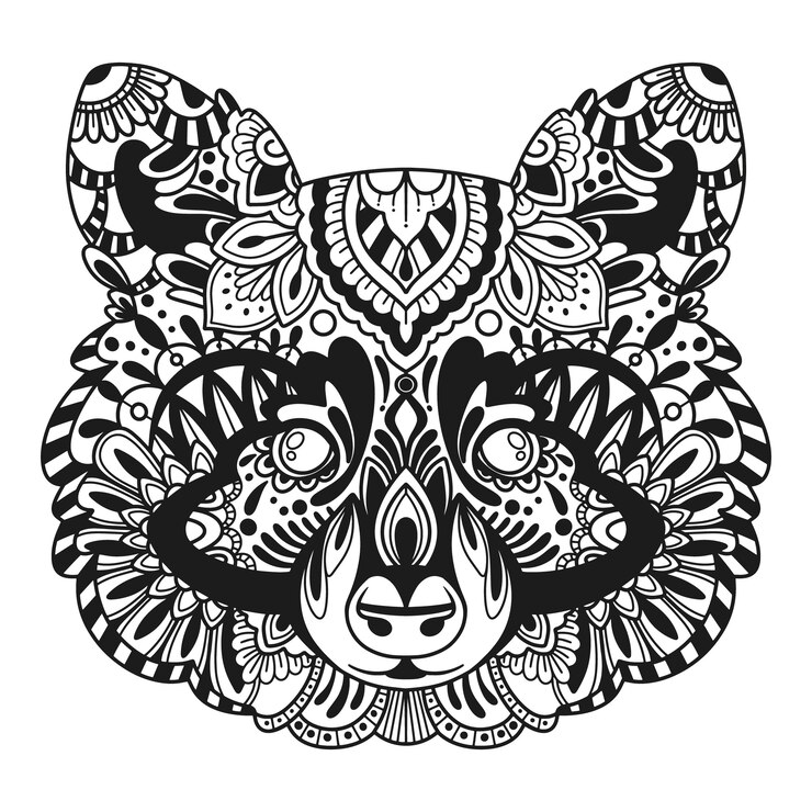 Vector gratuito ilustración de mandala de oso dibujado a mano