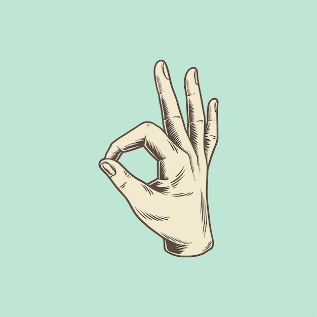 Ilustración de una mano haciendo un signo de ok