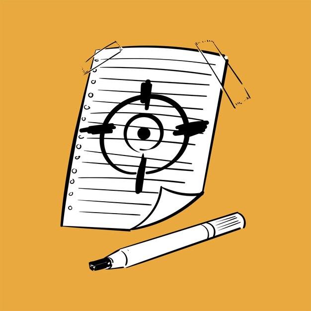 Ilustración a mano de los objetivos del concepto de objetivo