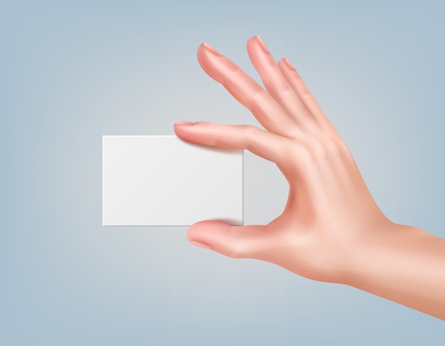Ilustración de la mano que mantiene la tarjeta de visita