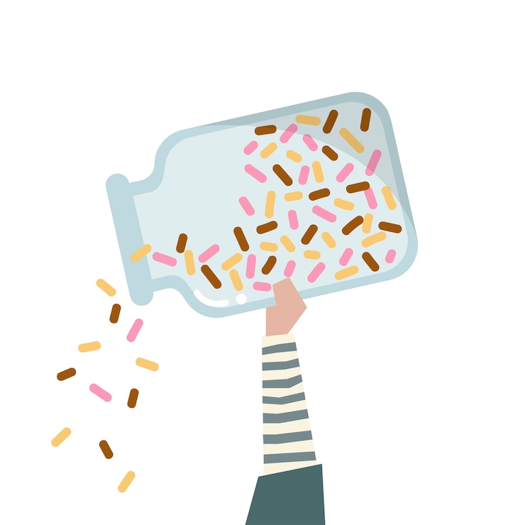 Vector gratuito ilustración de una mano que sostiene una botella de salpicadura de arco iris