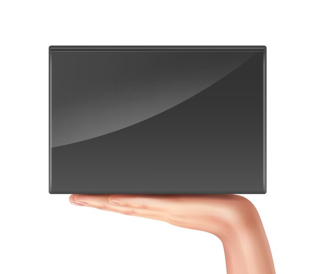 Ilustración de la mano que sostiene la caja negra en la palma