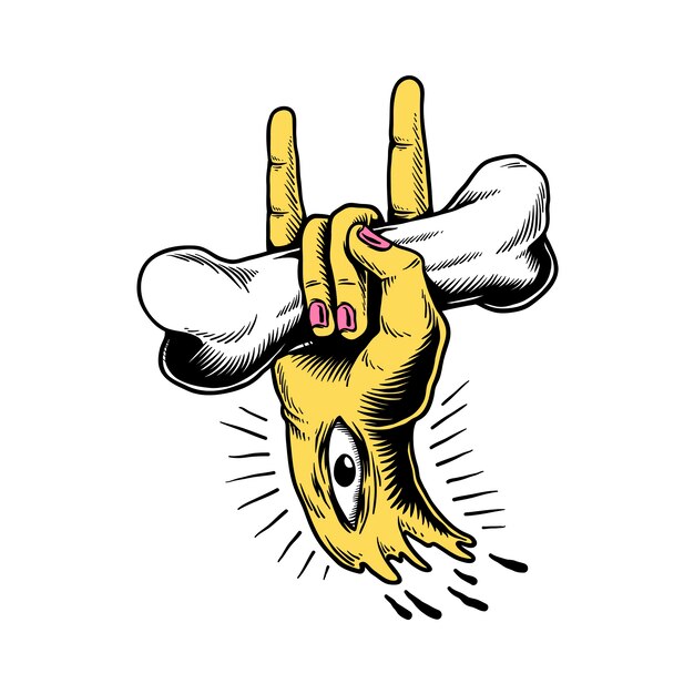 Ilustración de la mano que sostiene el icono de hueso