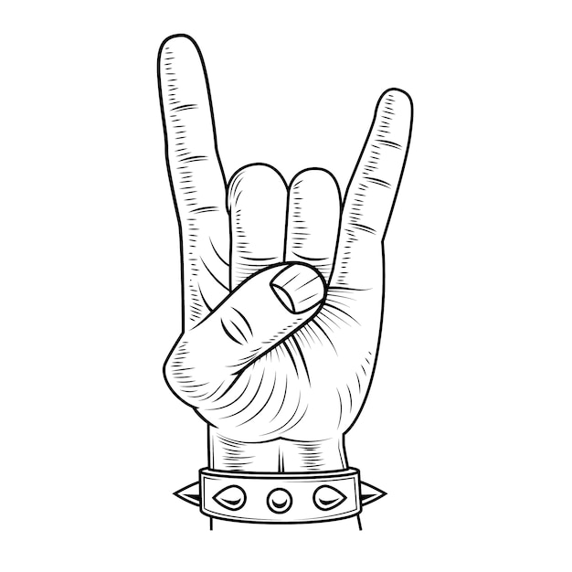 Ilustración a mano del rock and roll dibujada a mano