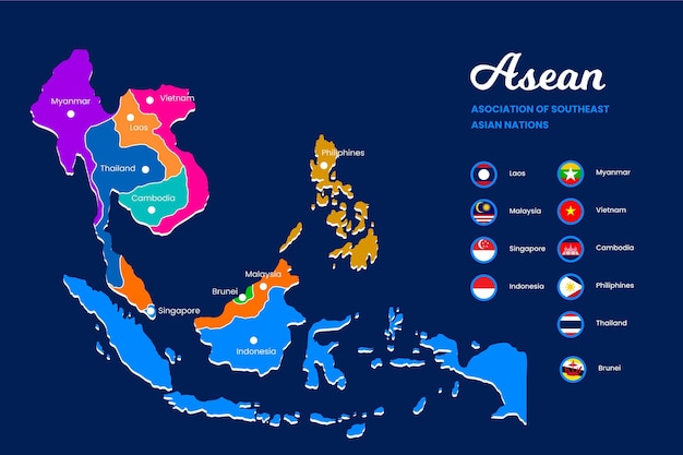 Vector gratuito ilustración del mapa de la asean