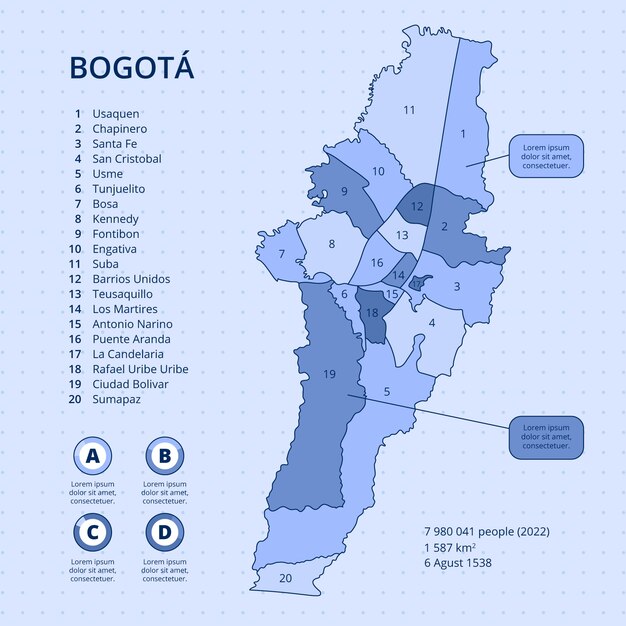 Ilustración de mapa de bogotá dibujado a mano
