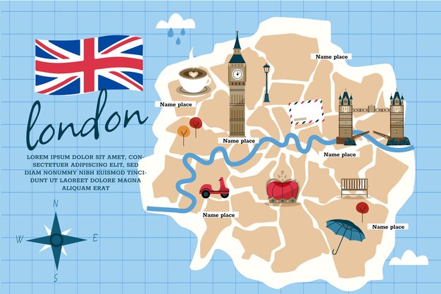 Ilustración de mapa de ciudad dibujada a mano
