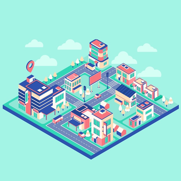 Ilustración de mapa de ciudad dibujada a mano