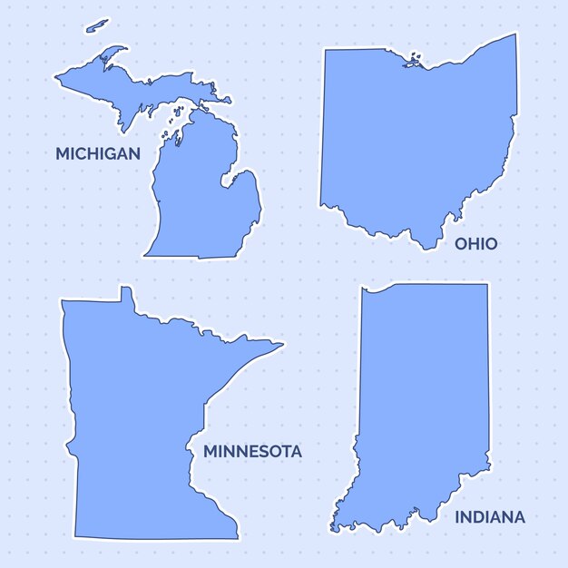 Ilustración de mapa de contorno de estados de estados unidos dibujados a mano