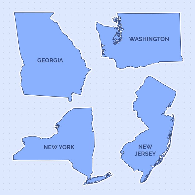 Ilustración de mapa de contorno de estados de estados unidos dibujados a mano