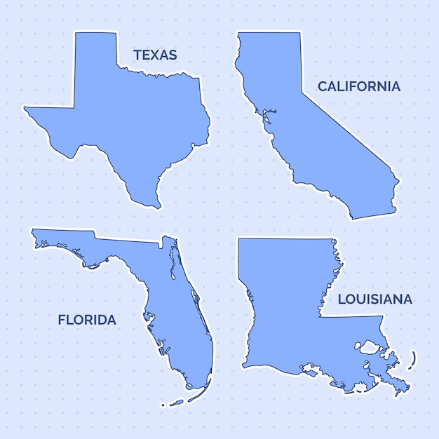 Ilustración de mapa de contorno de estados de estados unidos dibujados a mano