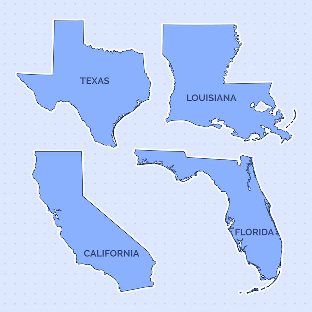 Ilustración de mapa de contorno de estados de estados unidos dibujados a mano